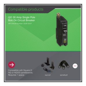 Disjoncteur QOB130 Square D – 30 A 1 pôle 120 V bolt-on – Image 2