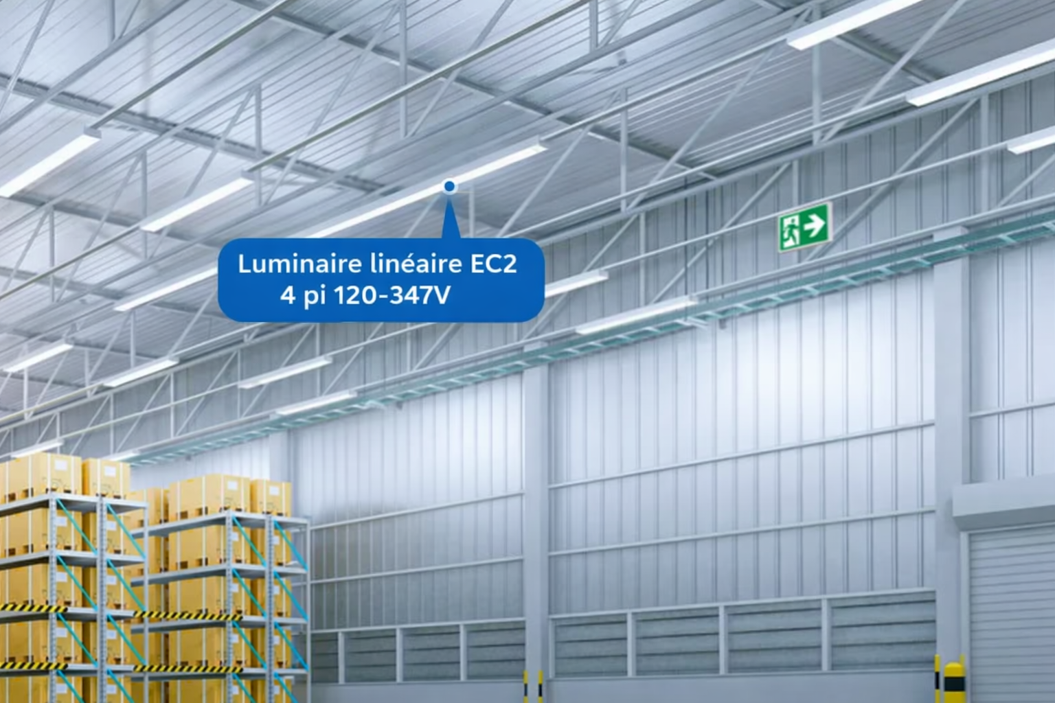 Éclairage commercial et industriel DEL avec luminaires Highbay UFO et panneaux DEL 2x4