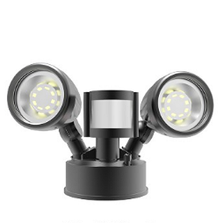 Luminaire de sécurité DEL SSL-J5S noir 20W avec détecteur de mouvement à infrarouge réglable.